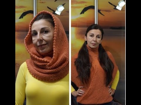 Видео: Шарф-снуд-капюшон-теплое горлышко. Спицы.