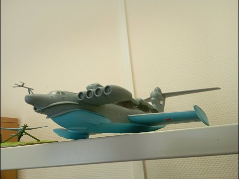 Видео: финал сборной модели экраноплан Лунь Takom 1/144.