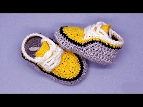 Видео: Пинетки кеды крючком  Василиса