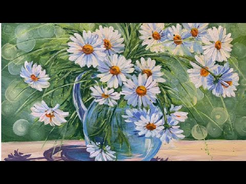 Видео: Нow to paint a daisy with acrylics. Рисуем ромашки акрилом. Для начинающих.