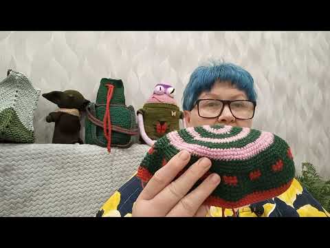 Видео: Банная неделя продолжается. Вязанные шапочки для бани ,шапка с ушками.