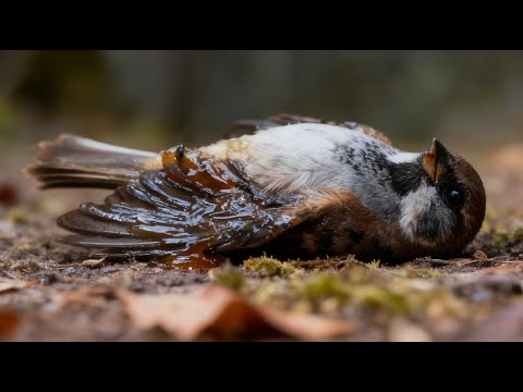 Видео: Он застрял в липком древесном соке — и добрый незнакомец помог ему снова летать