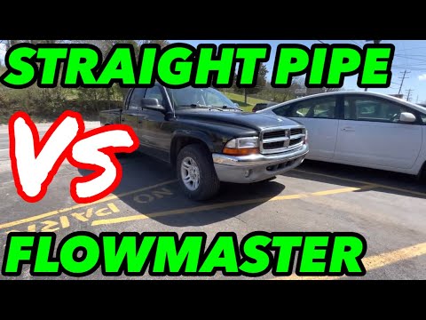 Видео: Dodge Dakota 4.7L V8: FLOWMASTER SUPER 10 против STRAIGHT PIPE!
