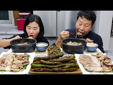 Видео: Суп из свинины, риса и кимчи с перцем чили МУКБАНГ EATING SHOW
