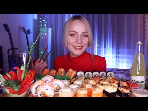 Видео: MUKBANG | Роллы/суши, мидии, сэндвич из риса | Rolls/Sushi, rice sandwich не ASMR
