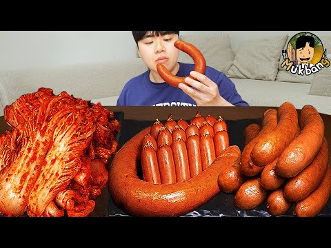 Видео: ASMR MUKBANG | острая лапша, спам, кимчи, гигантская колбаса Кильбаса рецепт ! еда