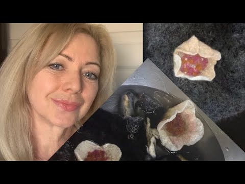 Видео: Валяние 3-d цветов на войлочном изделии. Студия «Olish-art »