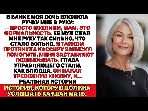 Видео: В банке дочь пыталась заставить меня всё подписать,но кассир прочитал записку...