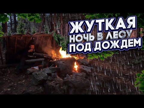 Видео: Вляпался в БУШКРАФТ, Жуткая НОЧЬ в лесу, Кухня - SOLO Bushcraft camp, Natural Shelter, Survival