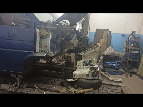 Видео: Кузовной ремонт Vw transporter t4. Лобовой удар. Часть 2. Замена лонжерона.
