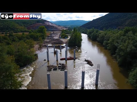 Видео: (14.10.20) Строеж Първи и Трети мост над река Вит на АМ Хемус от П.в.Боаза до П.в. Дерманци