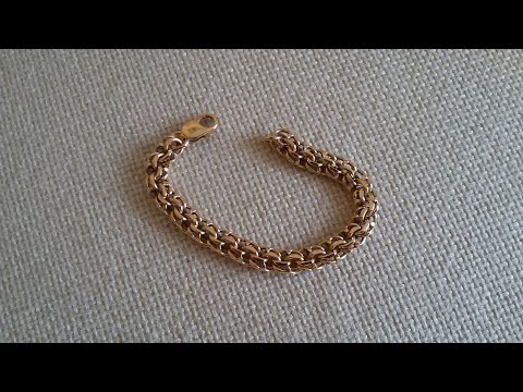 Видео: Браслет серебряный (бисмарк) золочение.