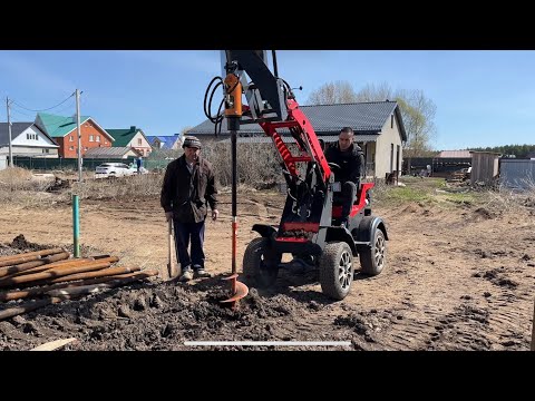 Видео: Работа гидробура и бетоносмесительного ковша в реальных условиях|Мини-погрузчики IRSA
