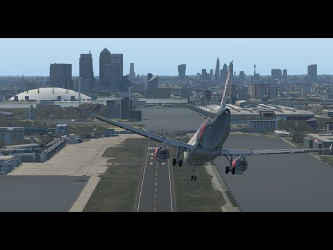 Видео: "Крутое пике" Посадка в центре Лондона на Airbus A319 Toliss.