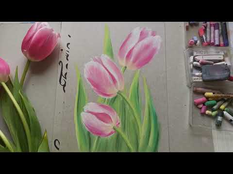 Видео: ТЮЛЬПАНЫ🌷🌷 🌷 /мастер-класс живописи/пастель/🌷 🌷🌷 tulips / pastel painting /