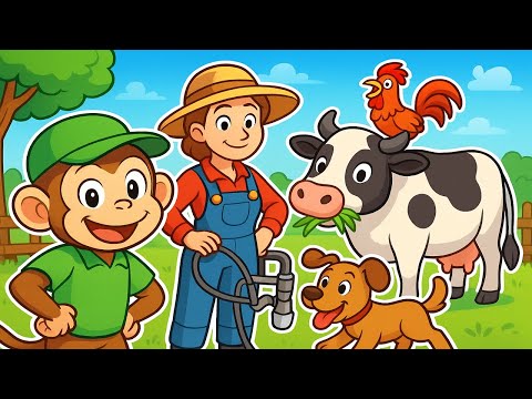 Видео: Весёлый Том на ферме — Как обезьянка помогает доить коров | Доброе утро на ферме!