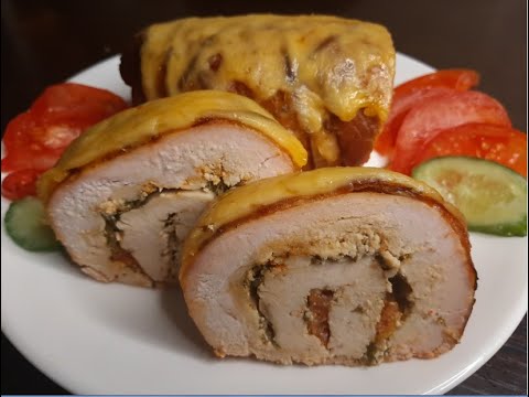 Видео: Сочный рулет из  филе индейки.Вкуснейшая индейка с сыром и зеленью в духовке.