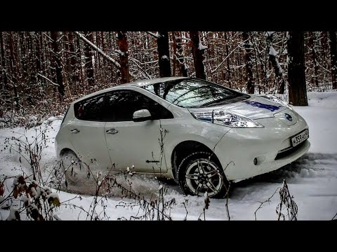 Видео: Nissan leaf zeo 8 делений зимний пробег -17 город