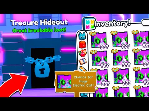 Видео: БАГ НА HUGE ELECTRIC CAT *TREASURE HIDEOUT* PET SIMULATOR 99 В РОБЛОКС! ROBLOX