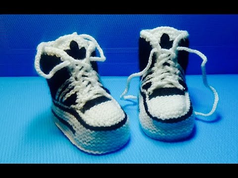 Видео: Вязание спицами пинетки -кеды #129