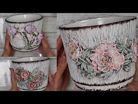 Видео: Декор кашпо. Flowerpot decor.
