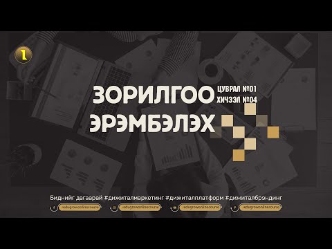 Видео: Хичээл №4 ЗОРИЛГОО ЭРЭМБЭЛЭХ  /АЖЛЫН БҮТЭЭМЖ ДЭЭШЛҮҮЛЭХ/
