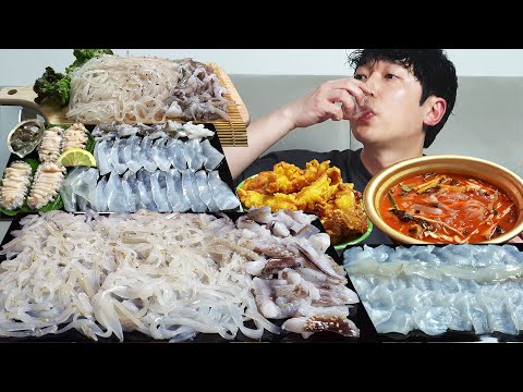 Видео: Коллекция мукбанга из сырых кальмаров🦑 MUKBANG ASMR REALSOUND EATINGSHOW