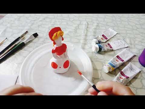 Видео: Дымковская игрушка "Барыня"(роспись)