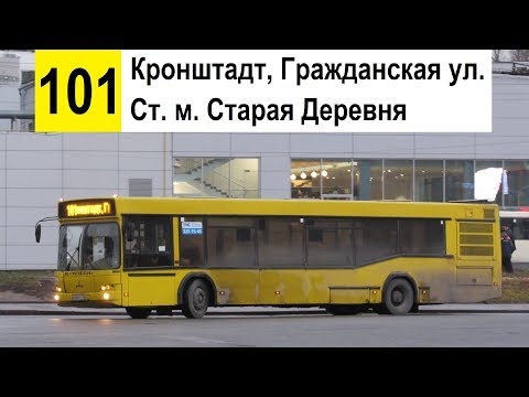 Видео: Автобус 101 "Ст. м. "Старая Деревня" - Кронштадт, Гражданская ул." (старая трасса)