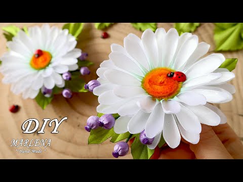 Видео: 🌼 Ромашки из атласных лент 🌼 Милые заколочки для девочек