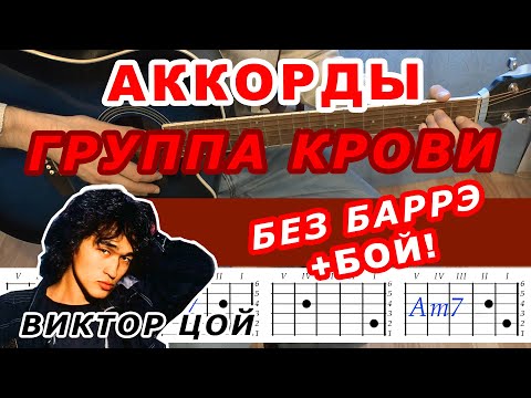 Видео: ГРУППА КРОВИ Аккорды 🎸 ВИКТОР ЦОЙ КИНО ♪ Разбор песни на гитаре БЕЗ БАРРЭ ♫ Для начинающих