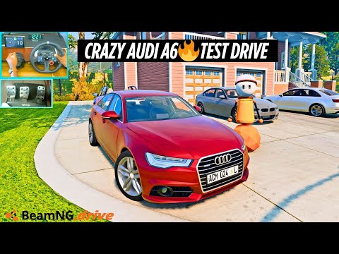Видео: Тест Audi A6 BeamNG Mod | Реалистичное вождение роскошного седана с использованием рулевого колес...