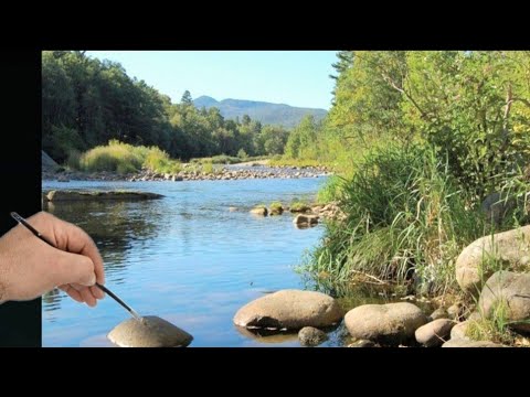 Видео: Учебник по акриловой живописи/Как нарисовать камни и озеро