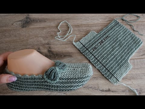Видео: Легкие тапочки на двух спицах | Easy slippers knitting pattern