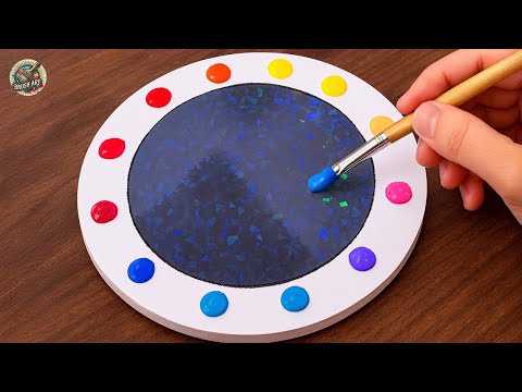 Видео: Потрясающие идеи для акриловой живописи｜Как нарисовать волшебное ночное небо на круге! 🎨😍 | Прост...