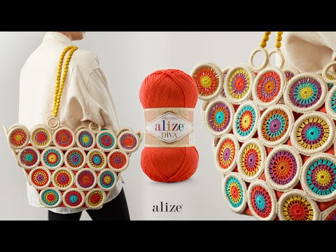 Видео: Сумка с кольцевым мотивом и Alize Diva