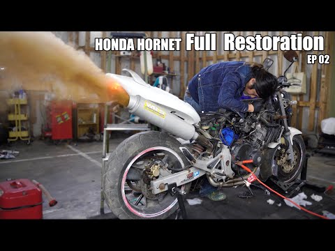 Видео: Полная реставрация мотоцикла honda Hornet 2 | Я был удивлён, когда завёл двигатель.