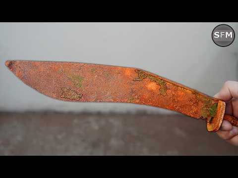 Видео: Реставрация очень ржавого большого ножа КУКРИ