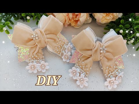 Видео: DIY / МК "велюровые бантики с бусинами и цветочками"🎀✨/ velor bows decorated with beads and flowers