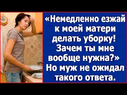 Видео: Немедленно езжай к моей матери делать уборку. Зачем ты мне вообще нужна. Жена решила ответить.