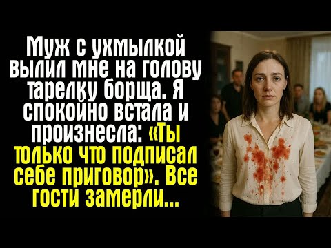 Видео: Муж с ухмылкой вылил мне на голову тарелку борща. Я спокойно встала и произнесла： «Ты только что..