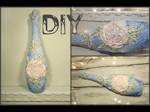 Видео: Декор бутылки\#bottledecor #vintagerose