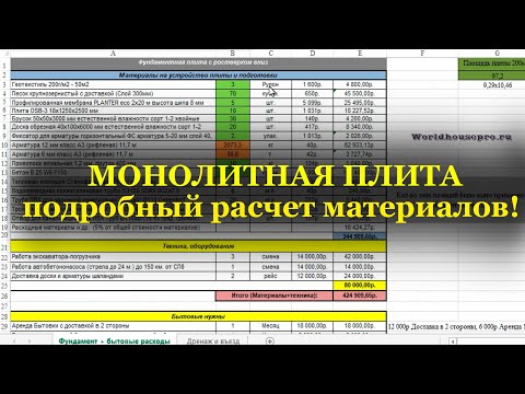 Видео: МОНОЛИТНАЯ ПЛИТА с ростверком - подробный РАСЧЕТ материалов!
