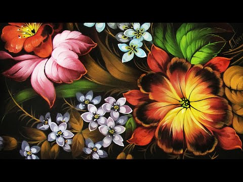 Видео: Scarlet Flower. Oil Painting MasterClass | Мастер-класс по Жостовской росписи. Художник Гончарова