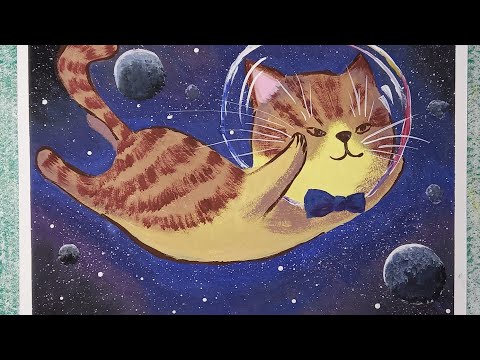 Видео: Как нарисовать космического кота.