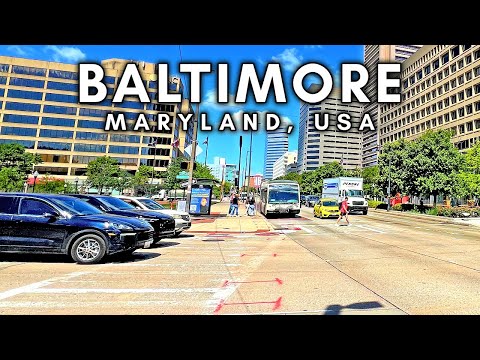 Видео: Автопутешествие по Мэриленду, США - Центр Балтимора - 4K