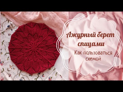 Видео: Ажурный берет спицами | Как вязать по схеме | Совместник в Инстаграм