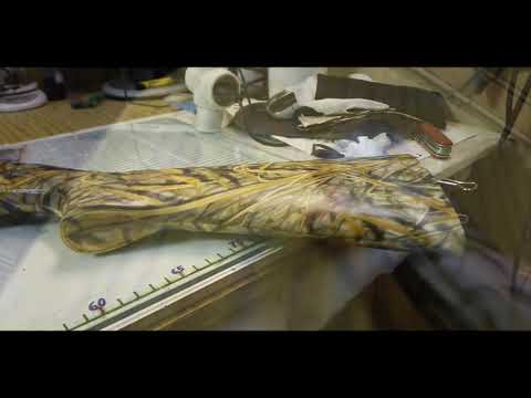 Видео: Аквапринт ружья.  Аквапечать текстура камыш   ч 2