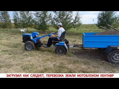 Видео: НАГРУЗИЛ ПОЛНЫЙ ПРИЦЕП ЗЕМЛИ , МОТОБЛОК ЭТОМУ НЕ РАД / РАБОТА ТЯЖЁЛЫМ ДИЗЕЛЬНЫМ МОТОБЛОКОМ КЕНТАВР