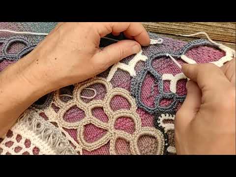 Видео: Крупная вязаная сетка во фриформ. Работаем  по выкройке